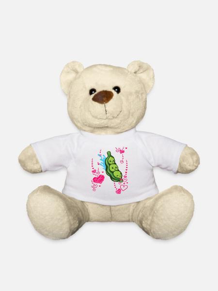 Erbse Gemüse Vegan Liebe Herz - Teddy - Weiß