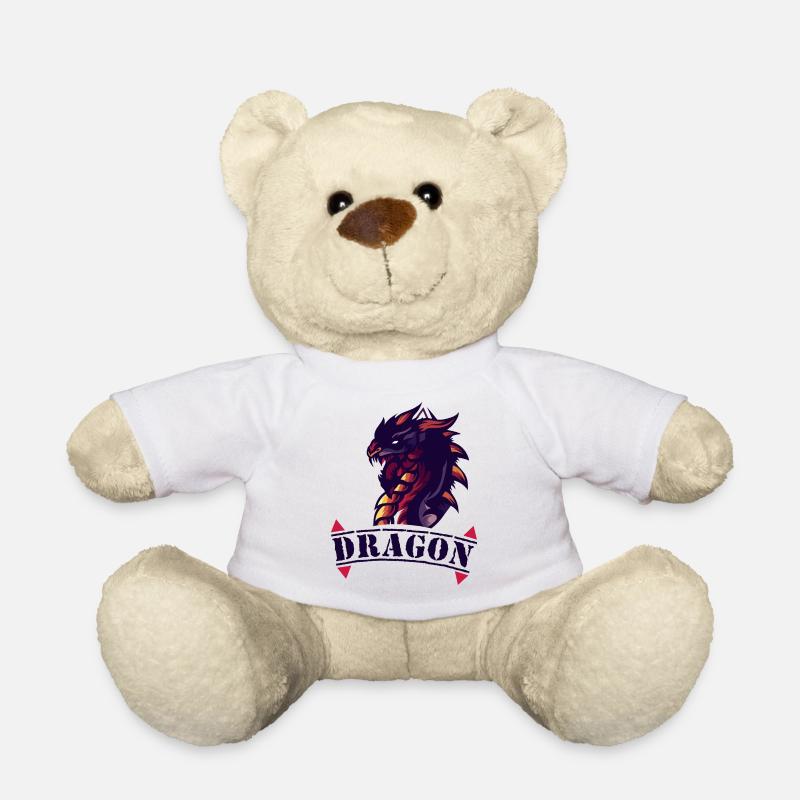 Drachen-Logo mit Feuerakzenten - Teddy - Weiß