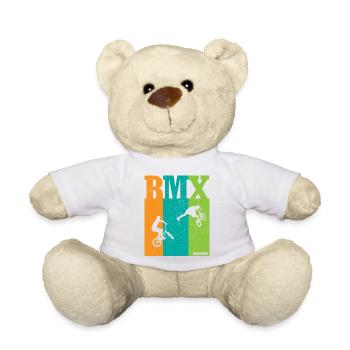 BMX Farbblock Rider Silhouetten - Teddy - Weiß - Vorne