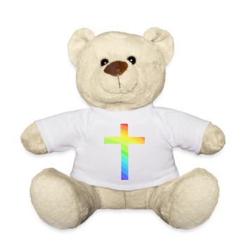 Regenbogen Kreuz Bunt Glaube Religion Geschenk Chr - Teddy - Weiß - Vorne