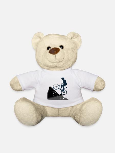 Mountain Biking Mountain Biking Mountain Biker Bike - Teddy Bear - white