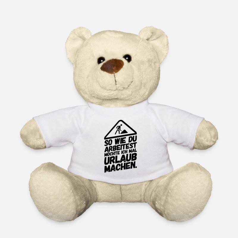 Bauarbeiter Baustelle Urlaub machen - Teddy - Weiß