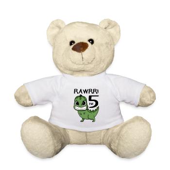 5e anniversaire de dinosaure - cadeau de 5e année - Nounours - blanc - Devant