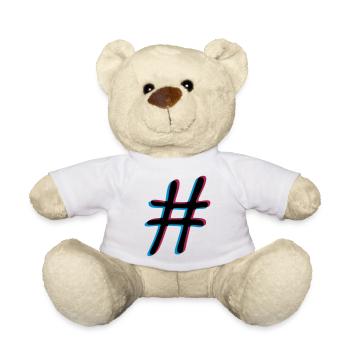 3D Effekt Hashtag - Teddy - Weiß - Vorne
