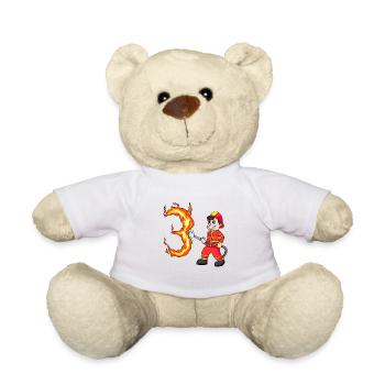 3ème anniversaire cadeau des pompiers de 3 ans - Nounours - blanc - Devant