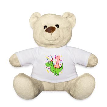 Dinosaurier Geburtstag 1 Jahre alt - Teddy - Weiß - Vorne
