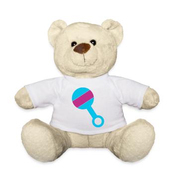 Baby Rassel Schwangerschaft Geschenk Kleinkind - Teddy - Weiß - Vorne