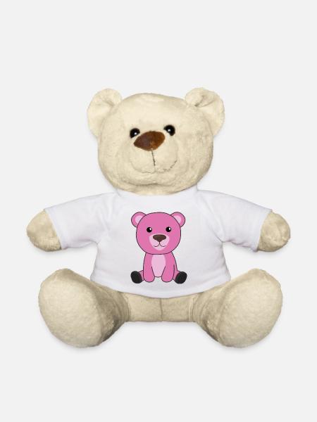 rosa Bär bunte Bärchen süß Tiere Teddy - Teddy - Weiß