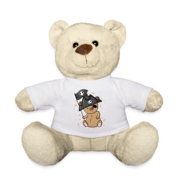 Piraten Teddybär mit Piratenhut Augenklappe - Teddy - Weiß - Vorne
