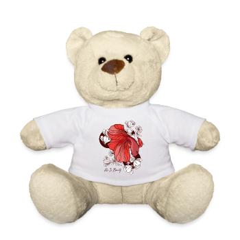 Fighting Fish With Flowers - Teddy Bear - white - Front