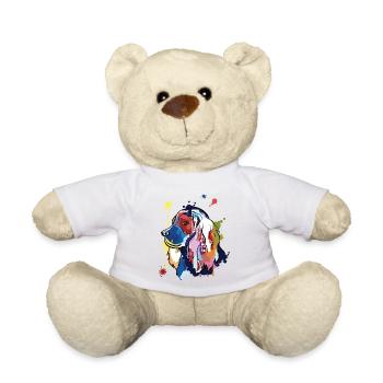 Cocker spaniel - bunte Illustration - Teddy - Weiß - Vorne