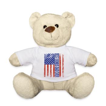 Best Bonus Dad Ever Fathers Day America Flag - Teddy Bear - white - Front