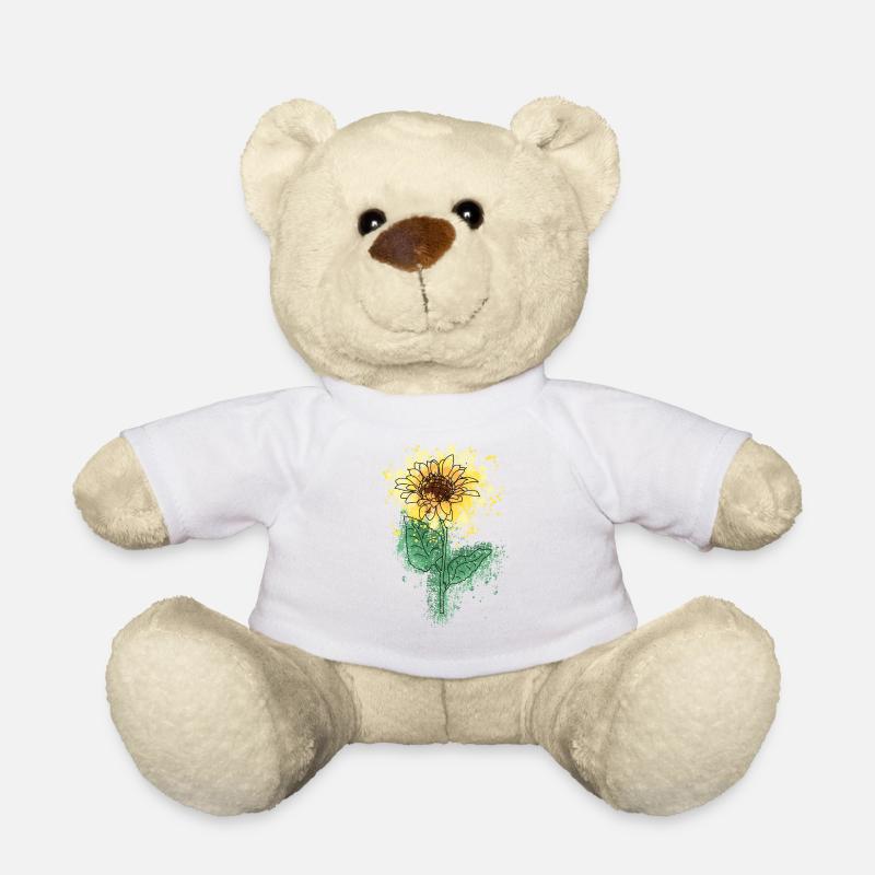 Aquarell Sonnenblume - Teddy - Weiß
