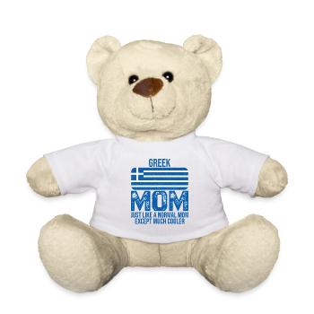 Greek Mom drapeau grec pour la fête des Mères - Nounours - blanc - Devant