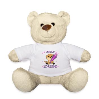 Endlich Schulkind Erdmännchen Schultüte Schule - Teddy - Weiß - Vorne