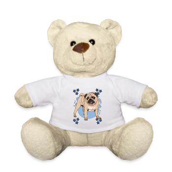 Mops Pug Blue Design - Nounours - blanc - Devant