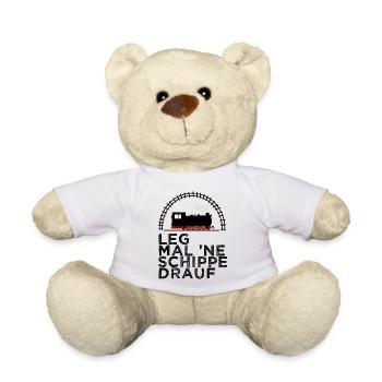 Dampflok Schiene Schippe drauf Kohle - Teddy - Weiß - Vorne