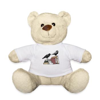 Dark Academia Aesthetic Raven Crow On Old Books - Teddy Bear - white - Front