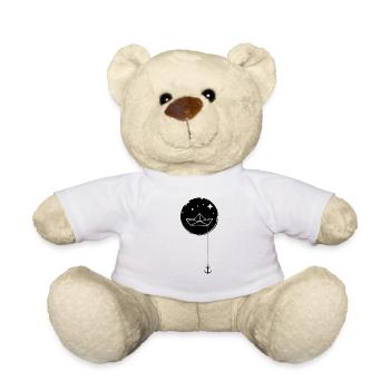 Paper ship Paper boat with anchor in the sea - Teddy Bear - white - Front