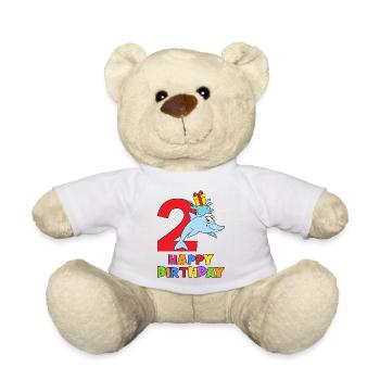 Delfin Zweiter Geburtstag 2 Jahre alt - Teddy - Weiß - Vorne