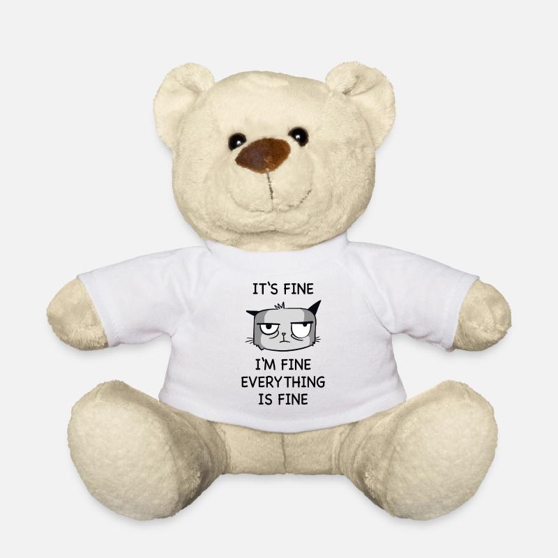 Genervte Katze Katzenshirt alles ist gut lustig - Teddy - Weiß