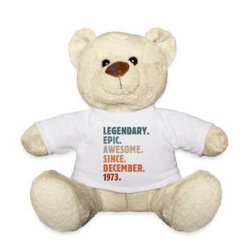 1973 December Vintage Birthday Gift - Teddy Bear - white - Front