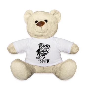 STAFFORDSHIRE BULL TERRIER loved by a Staffie dog - Teddy Bear - white - Front