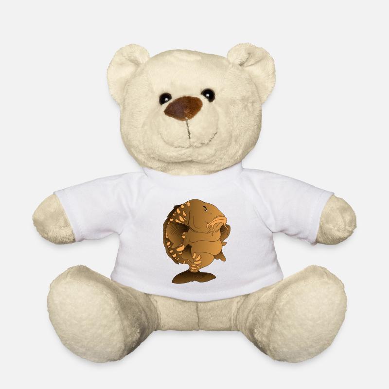 Design de pêche de la carpe miroir en forme de dessin animé - Nounours - blanc