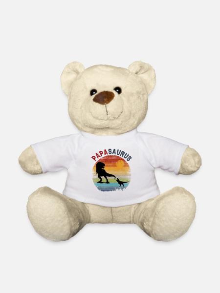 Papasaurus 1 Kid - Retro Vintage Sonnenuntergang - Teddy - Weiß