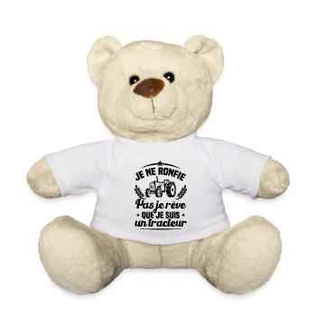 Je Rêve Que Je Suis Un Tracteur Cadeau Ferme - Nounours - blanc - Devant