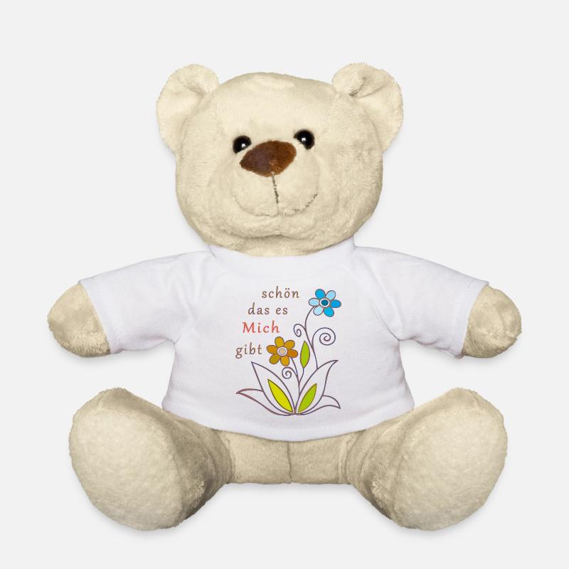 schön das es mich gibt, Blumen - Teddy - Weiß