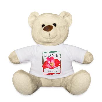 Rote Mohnblume Herz Love Matters Spruch über Liebe - Teddy - Weiß - Vorne