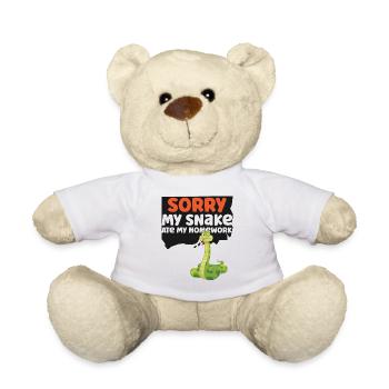 Snake Serpent Sorry My Snake Ate - Teddy Bear - white - Front