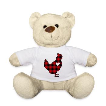Buffalo Plaid Chicken - Teddy Bear - white - Front