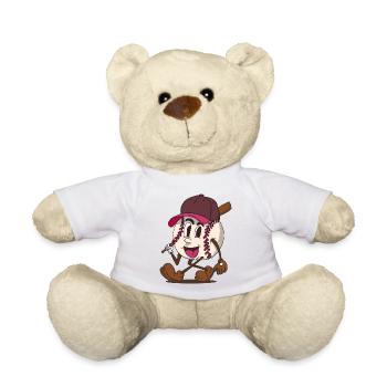 frappeur de baseball personnage de dessin animé rétro funky - Nounours - blanc - Devant