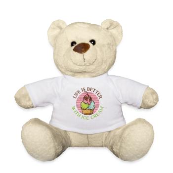 Ice Cream Retro Vintage Life Is - Teddy Bear - white - Front