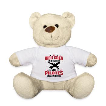Cadeau humour mécanicien d'avion - Nounours - blanc - Devant