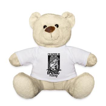 I'd Rather Be Trout Fishing Funny Fishing - Teddy Bear - white - Front