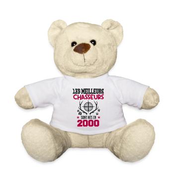 Anniversaire chasseur Née en 2000 - Nounours - blanc - Devant