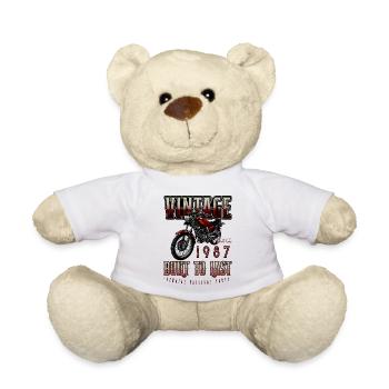 Vintage Motorrad Biker Motorrad Geburtstag 1987 - Teddy - Weiß - Vorne
