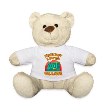 Ce garçon adore les locomotives de train! Cadeau enfant - Nounours - blanc - Devant