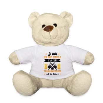 J'aime les Tronçonneuses et la Bière Cadeau - Nounours - blanc - Devant