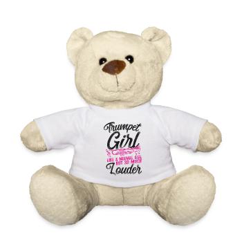 Trumpet Player Girl Vintage - Teddy Bear - white - Front