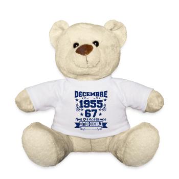 67 ans Vintage, Cadeau Anniversaire Décembre 1955 - Nounours - blanc - Devant