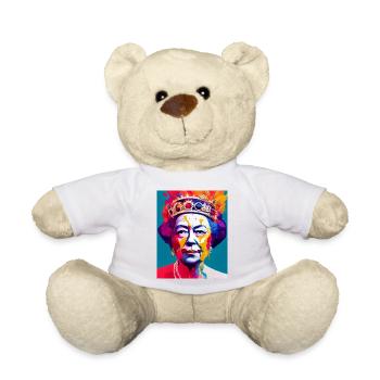 Queen Elizabeth Abstract Colorful - Teddy Bear - white - Front