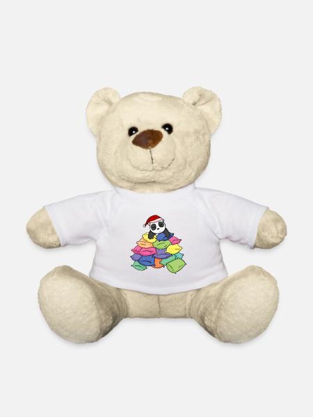 Panda und Kissen - Teddy - Weiß