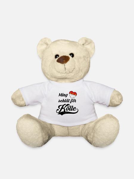 Ming Hätz schlät för Kölle - Wappen - Teddy - Weiß