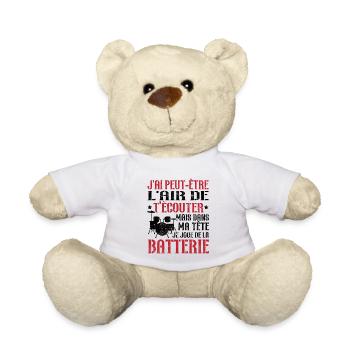 Dans ma tête je joue de la batterie - Nounours - blanc - Devant