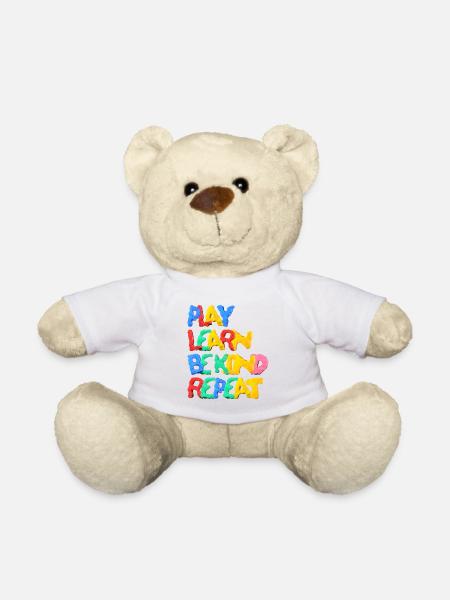 Spielen Lernen Sei freundlich Wiederholen Anti-Mobbing Wellenförmig - Teddy - Weiß