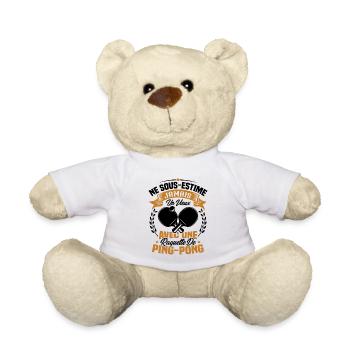 Un vieux avec une raquette de ping pong - Nounours - blanc - Devant